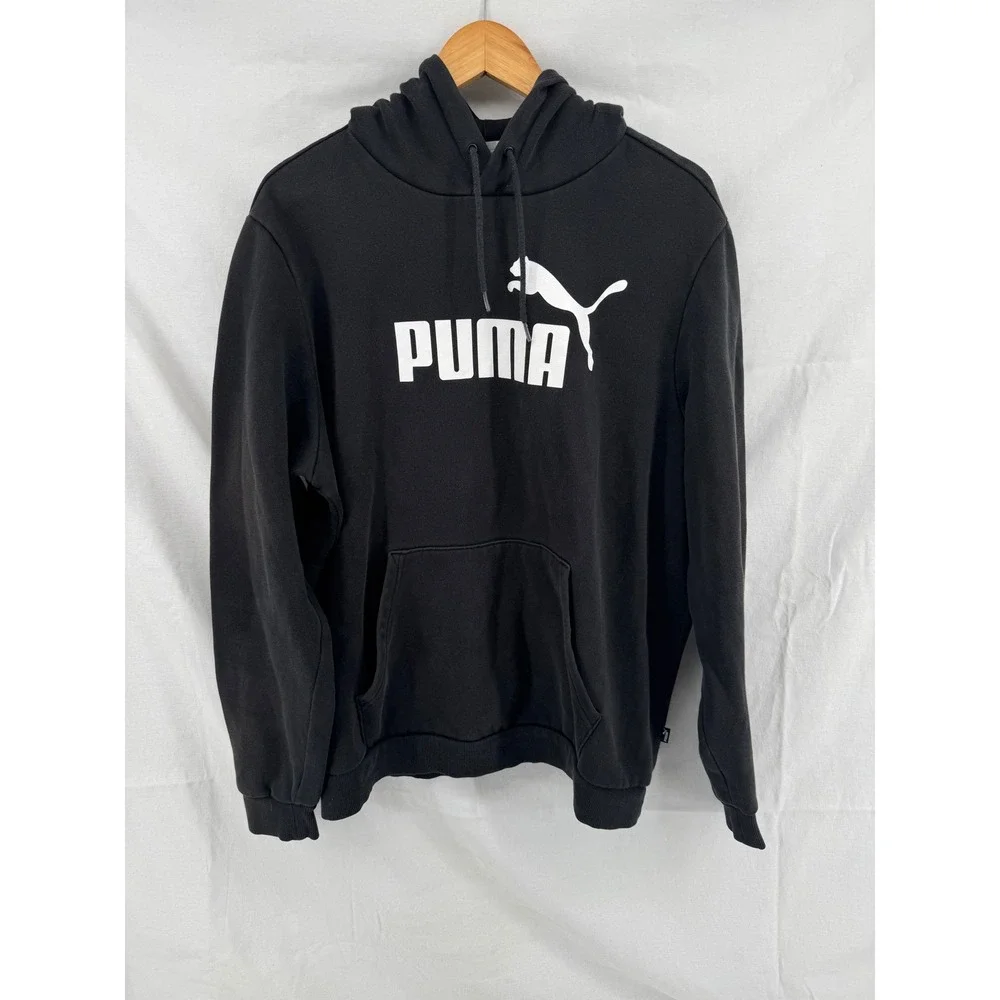 Puma Mens Essentials Big Logo Hoodie Black Pullover Fleece Sweatshirt XLT Tall